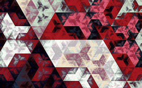 шестиугольник, треугольник, цифровое искусство, апофизис, золотое сечение, математика, 3D, фрактал, последовательность Фибоначчи, HD обои HD wallpaper