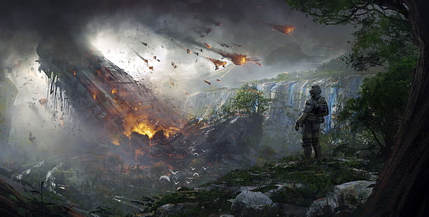 Destruction, Concept art, Soldier, 4K, Titanfall 2, HD wallpaper HD wallpaper