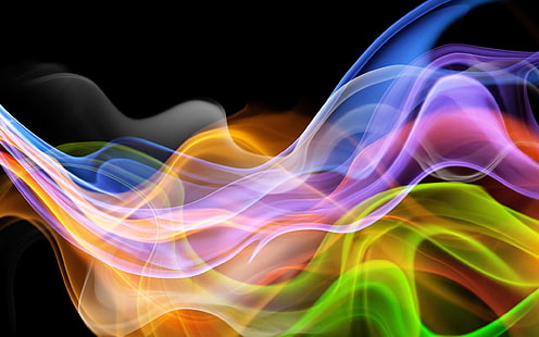 multicolored smoke digital wallpaper, abstract, colorful, digital art, shapes, HD wallpaper HD wallpaper