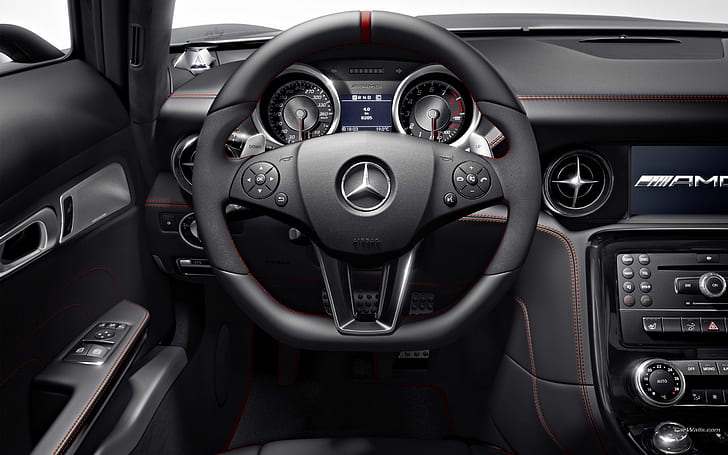 Mercedes Gullwing SLS AMG Deska rozdzielcza wnętrza Deska rozdzielcza Kierownica HD, samochody, mercedes, koło, amg, wnętrze, sls, gullwing, tablica rozdzielcza, układ kierowniczy, tablica rozdzielcza, Tapety HD