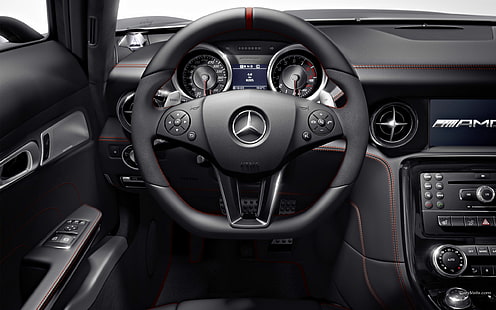 Mercedes Gullwing SLS AMG Deska rozdzielcza wnętrza Deska rozdzielcza Kierownica HD, samochody, mercedes, koło, amg, wnętrze, sls, gullwing, tablica rozdzielcza, układ kierowniczy, tablica rozdzielcza, Tapety HD HD wallpaper