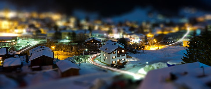 schneebedecktes Haus, ultraweit, Fotografie, HD-Hintergrundbild