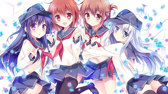 Vier weibliche Anime-Figuren, Sammlung Kantai, Akatsuki (KanColle), Hibiki (KanColle), Ikazuchi (KanColle), Inazuma (KanColle), HD-Hintergrundbild HD wallpaper
