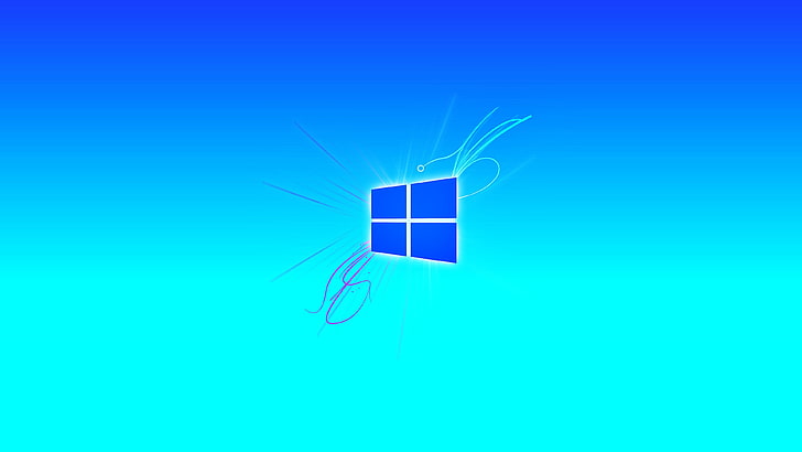Windows 로고, Microsoft Windows, 네온, 추상, 시안, 단순, HD 배경 화면
