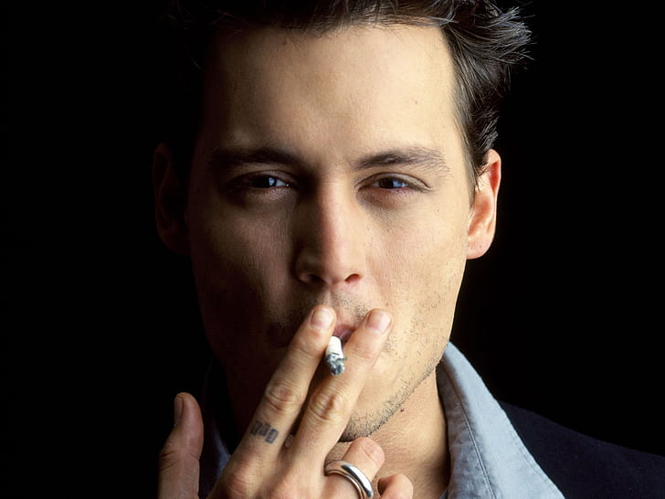Johnny Depp, kändisar, man, mogna, rökning, ring, johnny depp, kändisar, man, mogen, rökning, ring, HD tapet