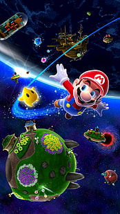 Super Mario Galaxy, Super Mario Digital Wallpaper, Spiele, Spiel, HD-Hintergrundbild HD wallpaper