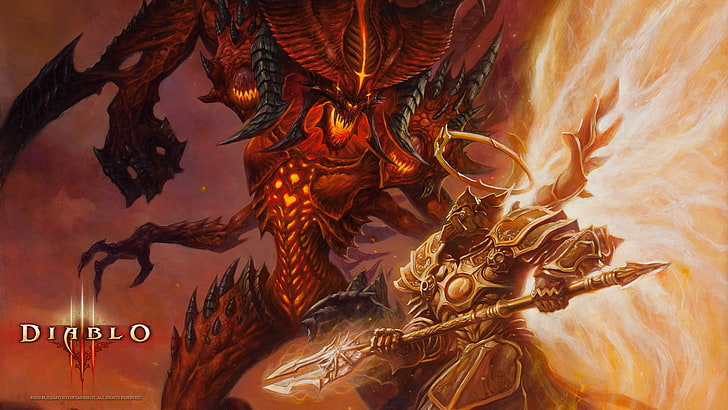 Diablo wallpaper, video games, Diablo III, Diablo, digital art, fantasy art, HD wallpaper