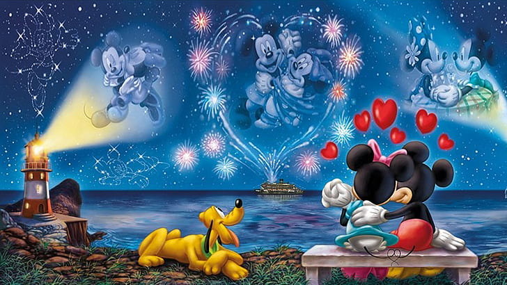 Wallpaper Walt Disney Topolino e Minnie Love Couple Hd 1920 × 1080, Sfondo HD