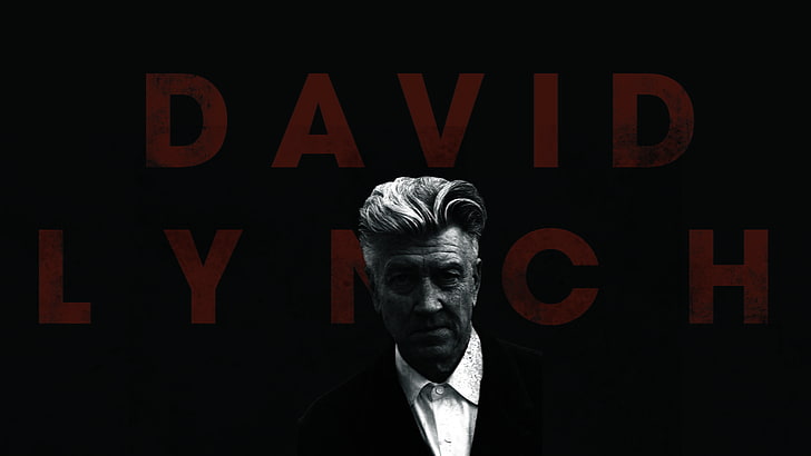 David Lynch, réalisateurs, surréaliste, hommes, visage, monochrome, typographie, noir, fond noir, rouge, sombre, films, grunge, Fond d'écran HD