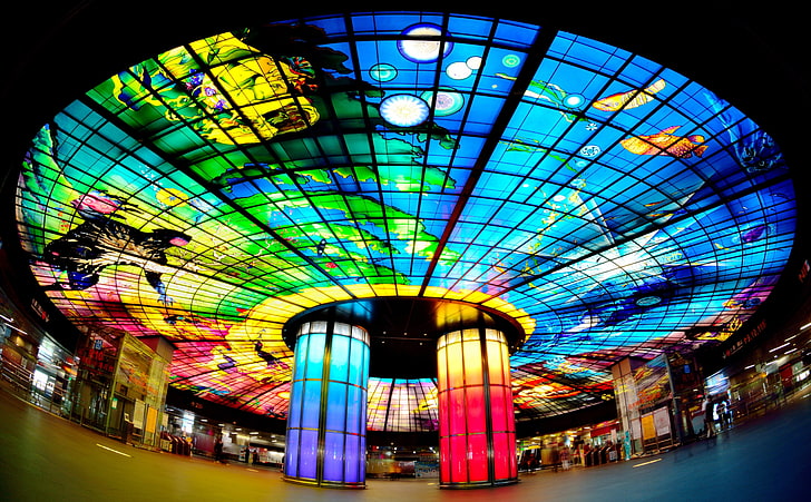 빛의 돔, 포모사대로 역, 대만, 아시아, 중국, 도시, 여행, 다채로운, 빛, 역, 메트로, 사진, 대만, 지하철, 돔, 주유, 가오슝, 포모사, HD 배경 화면