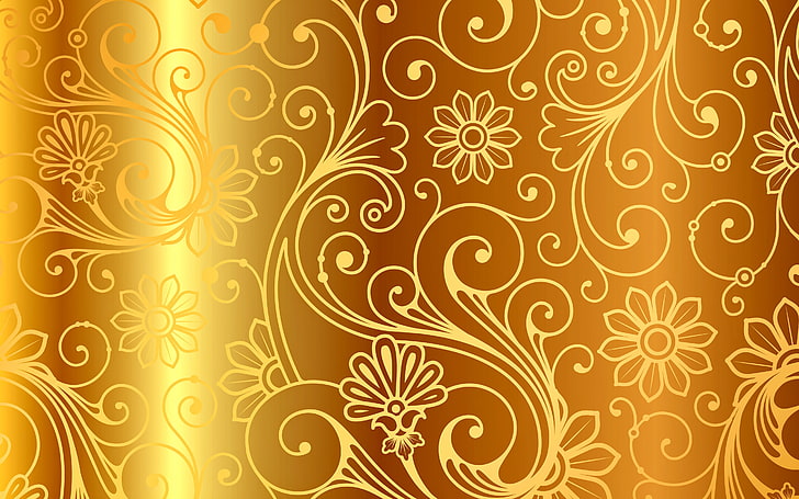 brown wallpaper, background, gold, pattern, vector, golden, ornament, vintage, gradient, HD wallpaper