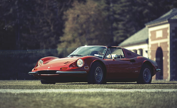 rot, Ferrari, Dino, 246, GT rot, HD-Hintergrundbild