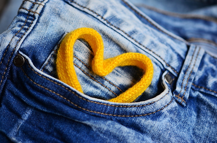 celana denim biru, jantung, renda, celana jeans, Wallpaper HD