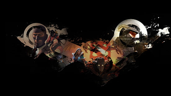 Dota 2, Team Fortress und Counter Strike Hintergrundbild, Steam (Software), Team Fortress 2, Counter-Strike: Globale Offensive, Counter-Strike, Dota 2, Videospiele, PC-Spiele, schwarzer Hintergrund, HD-Hintergrundbild HD wallpaper