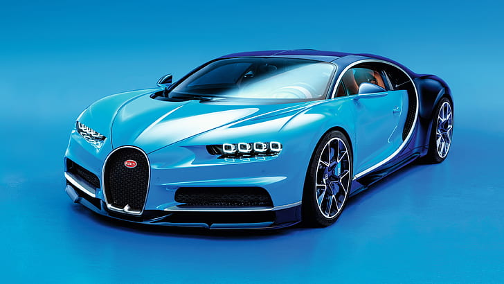 Bugatti Chiron син суперавтомобил, Bugatti, Chiron, Blue, Supercar, HD тапет