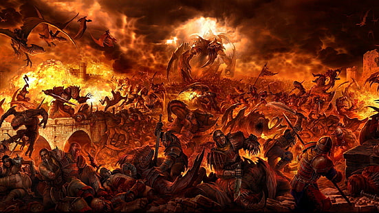 Guerra do inferno, batalha, inferno, 3d e abstrato, HD papel de parede HD wallpaper