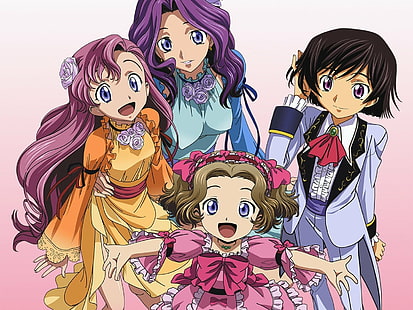 Anime, Code Geass, Cornelia Li Britannia, Lelouch Lamperouge, Nunnally Lamperouge, Suzaku Kururugi, Sfondo HD HD wallpaper