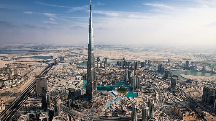 Дубай, небоскреб, Бурдж-Халифа, город, Азия, башня, городской пейзаж, Объединенные Арабские Эмираты, ОАЭ, HD обои