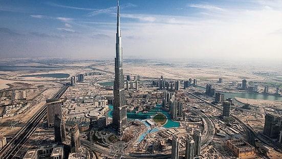 dubai, skyskrapa, burj khalifa, stad, asien, torn, stadsbild, Förenade Arabemiraten, Förenade Arabemiraten, HD tapet HD wallpaper