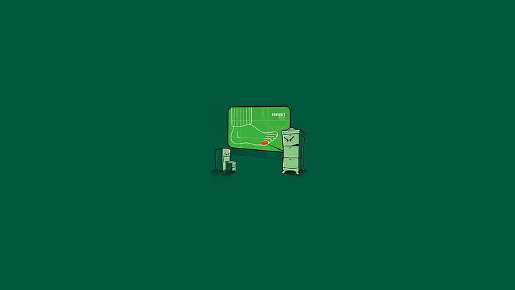 ilustrasi komputer, humor, minimalis, sederhana, latar belakang hijau, seni digital, Wallpaper HD