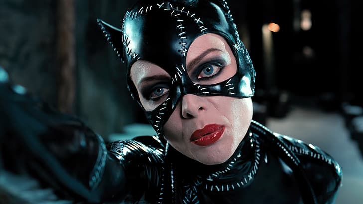Бэтмен возвращается, Женщина-кошка, Мишель Пфайффер, Селина Кайл, маска, кино, кадры из фильма, актриса, HD обои