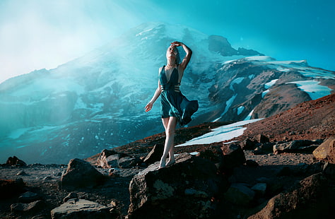 Kindra Nikole ผู้หญิง 500px ยกแขนขึ้นภูเขา, วอลล์เปเปอร์ HD HD wallpaper