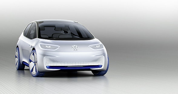 Volkswagen I.D., bianco, auto elettriche, parigi auto show 2016, Sfondo HD HD wallpaper
