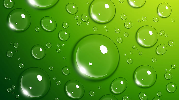 макро фотография капель воды, капли, 4k, 5k обои, 8k, зеленый, вода, HD обои