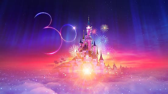  Disneyland, Disney, Paris, fireworks, HD wallpaper HD wallpaper