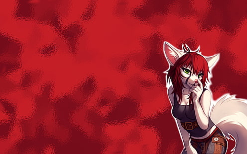 рыжий кот иллюстрация, пушистый, антро, фальви, HD обои HD wallpaper