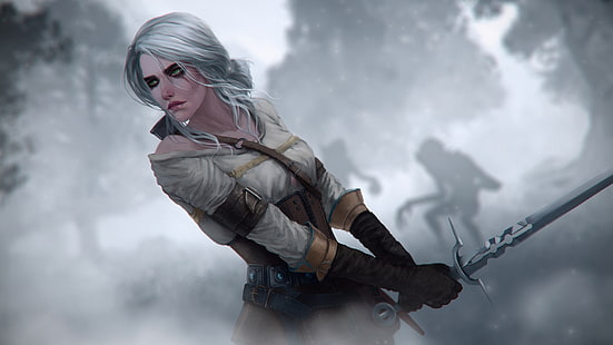personaje femenino del juego con fondo de pantalla de espada, The Witcher 3: Wild Hunt, Cirilla, The Witcher, Cirilla Fiona Elen Riannon, Fondo de pantalla HD HD wallpaper