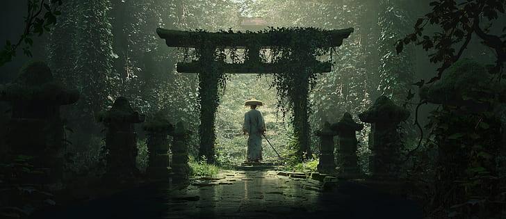 Fantasi, Samurai, Oriental, Kuil, Prajurit, Wallpaper HD
