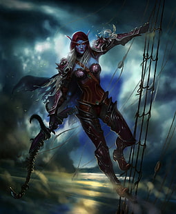 fantasy art, warrior, archer, elves, Sylvanas Windrunner, HD wallpaper HD wallpaper