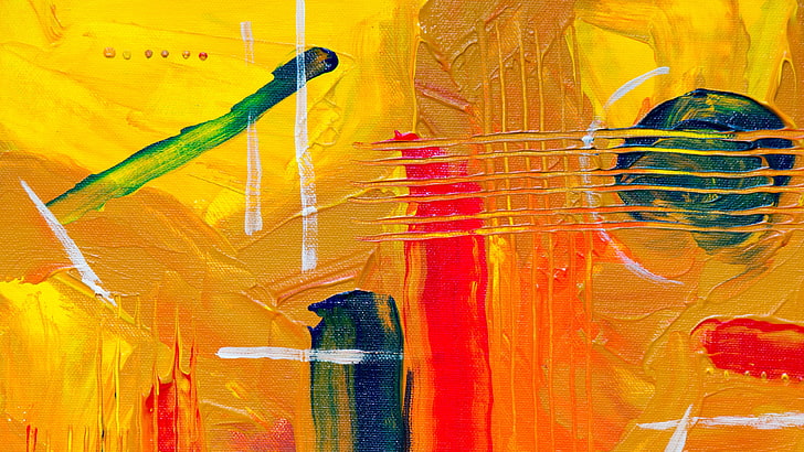 yellow, modern art, painting, orange, art, acrylic paint, paint, visual arts, artwork, painting art, HD wallpaper