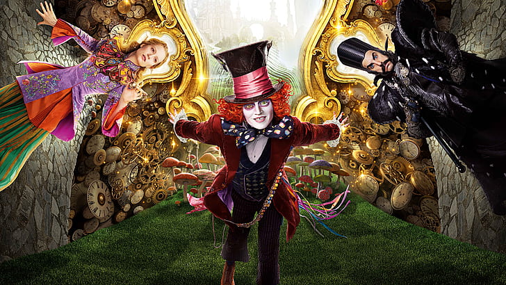 Alice Through the Looking Glass, 2016, movie, Johnny Depp, Ultra HD 8K, alice, through, 2016, johnny depp, HD wallpaper