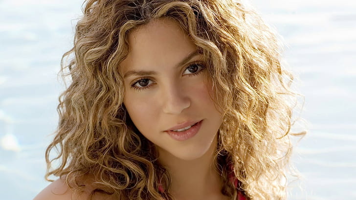 Shakira, ansikte, lockigt hår, kändis, sångare, kvinnor, HD tapet