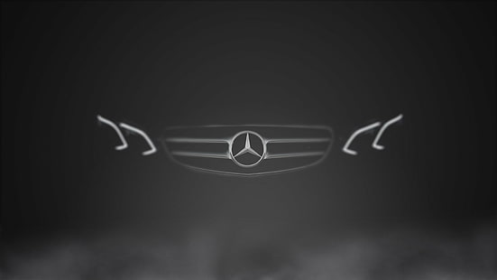 Mercedes Benz Mercedes Benz e класс w212 автомобиль темный логотип монохромный автомобиль, HD обои HD wallpaper