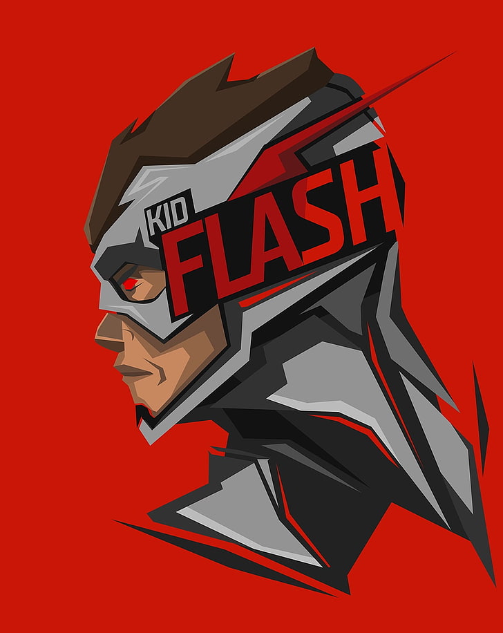 Kid Flash illustration, superhero, DC Comics, Kid Flash, red background, HD wallpaper