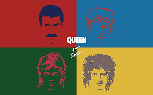 Wallpaper Queen Hot Space, Ratu, Freddie Mercury, Roger Taylor., Brian May, John Deacon, Wallpaper HD HD wallpaper