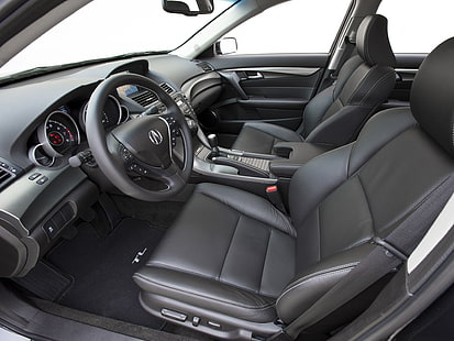 black Acura vehicle interior, acura, tl, 2011, salon, interior, steering wheel, speedometer, HD wallpaper HD wallpaper