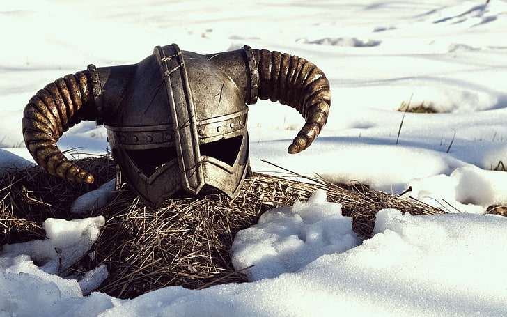 capacete viking prateado, The Elder Scrolls V: Skyrim, capacete, videogames, HD papel de parede