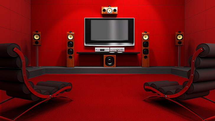 TV CRT preta, ambiente interno, aparelhos de televisão, cadeira, alto-falantes, alto-falantes de banda larga, HD papel de parede