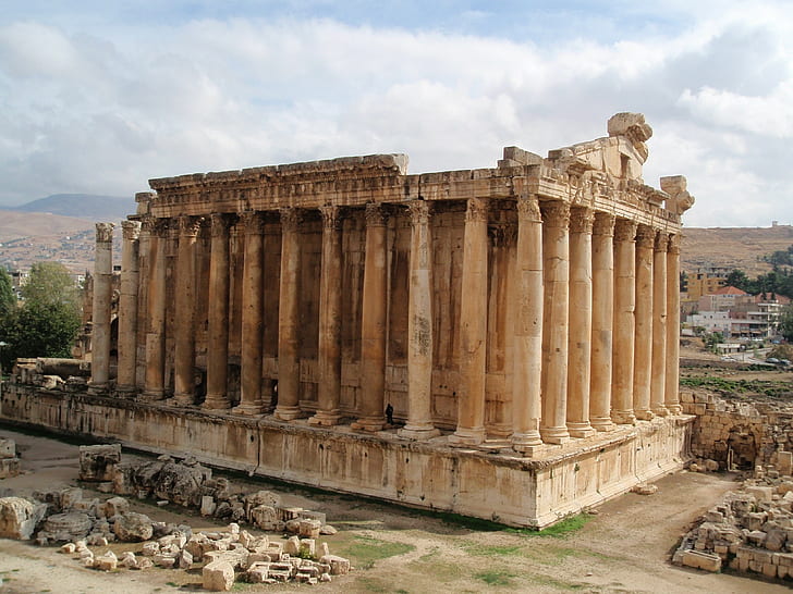 Libanon, bangunan, kuno, Baalbek, arsitektur, Yunani, pilar, kehancuran, Yunani, Parthenon, Wallpaper HD