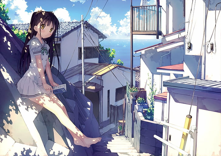 Anime Girls, Kantoku, Manga, Nagisa (Kantoku), School Uniform, Skirt, HD wallpaper