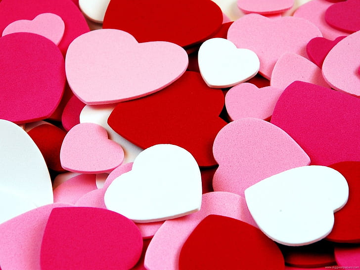 Amo o fundo em forma de coração, lote de ornamento branco coração rosa e vermelho, amor, coração, HD papel de parede