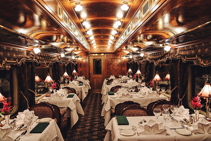 interior, kereta api, desain interior, restoran, Wallpaper HD