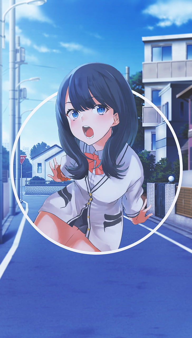 Anime, Anime Girls, Bild-in-Bild, offener Mund, urban, blaue Augen, HD-Hintergrundbild, Handy-Hintergrundbild