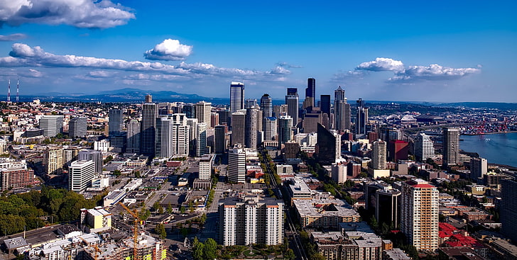 sea, city, Seattle, HD wallpaper