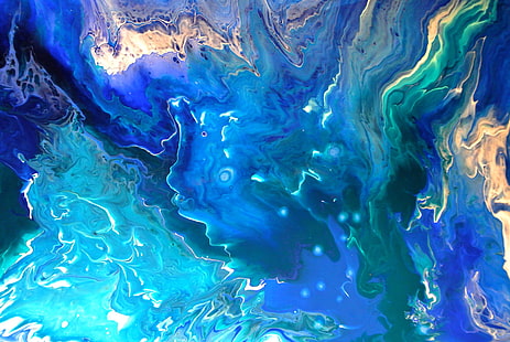 psychedelic, abstrak, berwarna-warni, cyan, biru, pirus, Wallpaper HD HD wallpaper