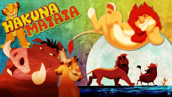 Il re leone, Hakuna Matata, il re leone, Pumbaa, Simba, Timon, Sfondo HD HD wallpaper